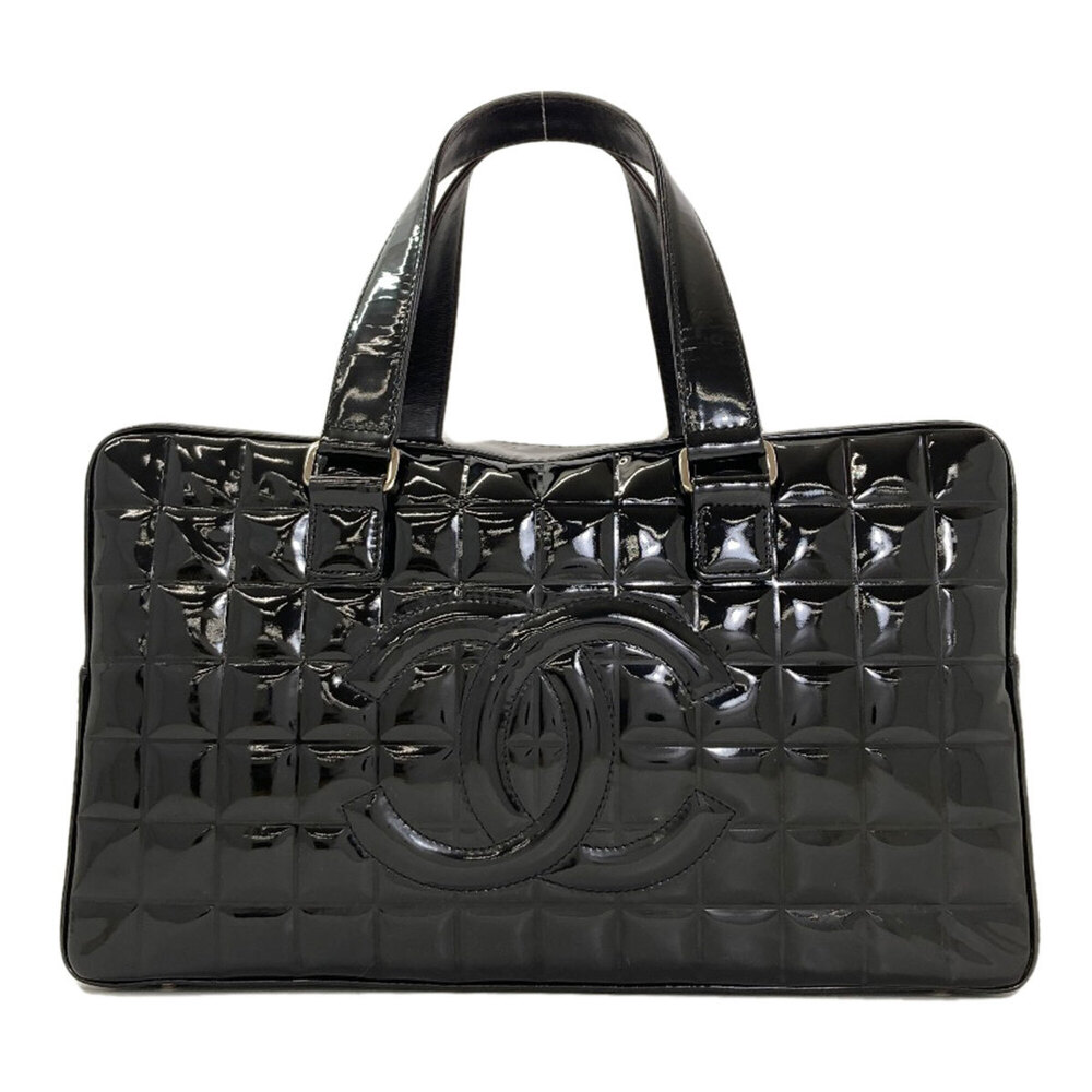 CHANEL Black Leather Logo Tote Bag